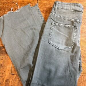 MALLARD GREEN 90S VINTAGE HIGH RISE CROP FLARE VERVET JEANS